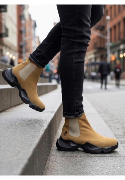 BA0444 Bağcıksız Rahat Yüksek Taban Camel Erkek Spor Yarım Bilek Bot