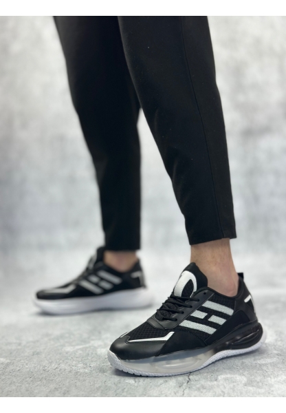 BA0650 Tarz Sneakers Yüksek Taban Siyah Beyaz Spor Ayakkabısı