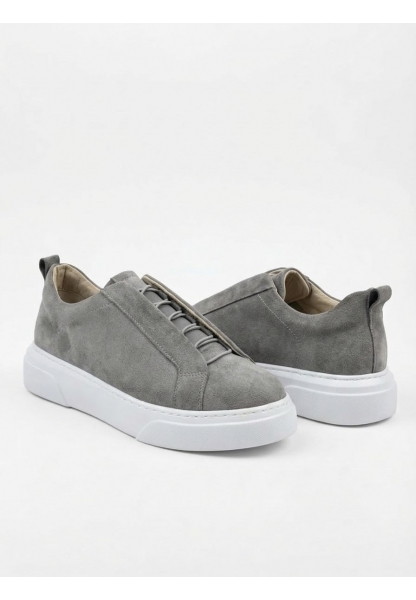BA0581 Erkek Sneaker Günlük Casual Spor Ayakkabı Gri Süet Beyaz Taban 