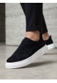 BA0581 Erkek Sneaker Günlük Casual Spor Ayakkabı Siyah Süet Beyaz Taban 