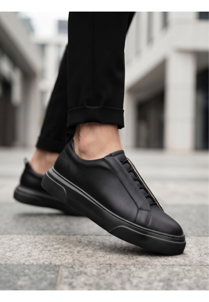 BA0581 Erkek Sneaker Günlük Casual Spor Ayakkabı Siyah Siyah Taban 