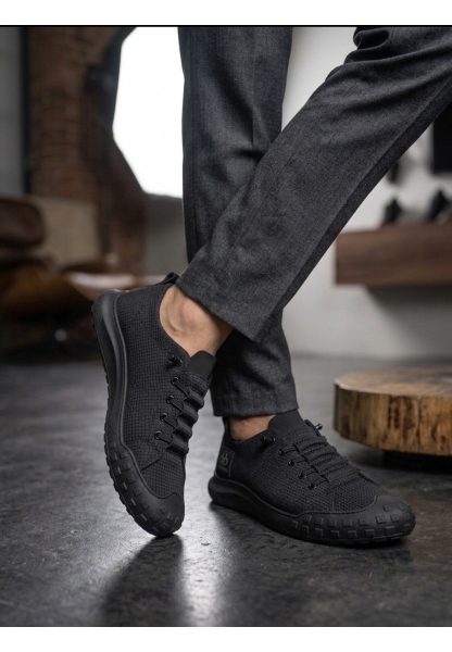 BA0248 BOA Siyah Esnek Bağcıklı Ultra Hafif Nefes Alan Sneaker Ayakkabı