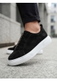 BA0581 Erkek Sneaker Günlük Casual Spor Ayakkabı Siyah Süet Beyaz Taban 