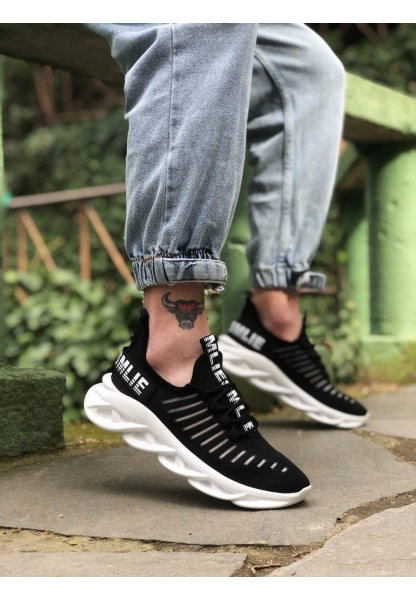 BA0602 Phantom Yüksek Taban Tarz Sneakers Siyah Beyaz Erkek Spor Ayakkabısı