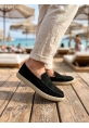 BA0251 %100 İçi Dışı Hakiki Deri Erkek Siyah Süet Casual Loafer Kauçuk Rahat Taban Dikişli Ayakkabı