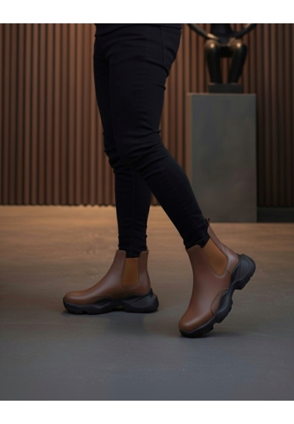 BA0444 Bağcıksız Rahat Yüksek Taban Taba Erkek Spor Yarım Bilek Bot