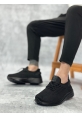 BA0356 Özel Örme Triko Tarz Rahat Fuspetli Siyah Spor Ayakkabı 