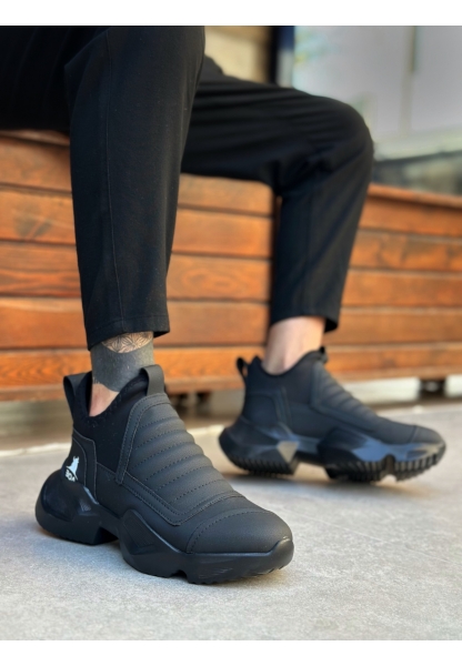 BA0401 Bağcıksız Rahat Yüksek Taban Erkek Spor Yarım Bilek Bot