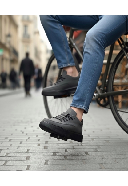 BA0332 Merdiven Desen Bağcıklı Erkek Yüksek Taban Füme Cilt Spor Ayakkabı