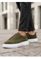 BA0581 Erkek Sneaker Günlük Casual Spor Ayakkabı Haki Beyaz Taban 