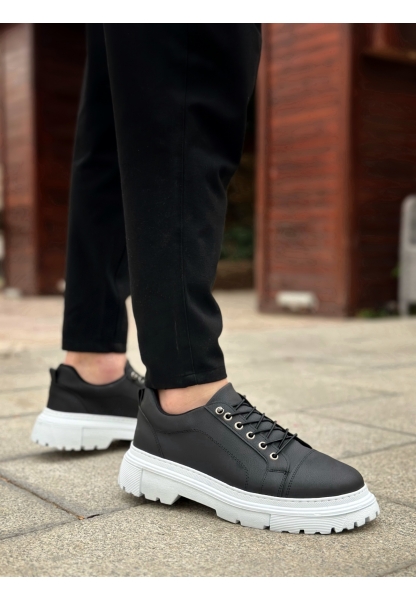BA0245 Siyah Akıllı Lastik Bağcık Yüksek Taban Günlük Erkek Ayakkabı