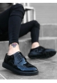 BA0003 Bağcıklı Klasik  Siyah Taban Rugan Yüksek Taban Casual Erkek Ayakkabı