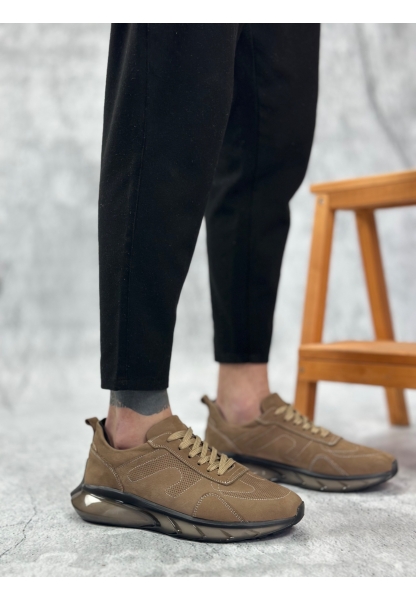 BA0324 İçi Dışı Hakiki Deri Rahat Taban Kahverengi Sneakers Casual Erkek Ayakkabı