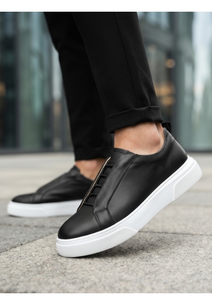 BA0581 Erkek Sneaker Günlük Casual Spor Ayakkabı Siyah Beyaz Taban