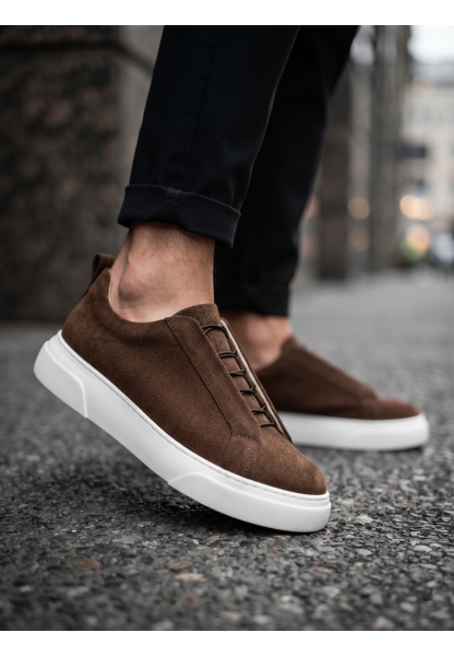 BA0581 Erkek Sneaker Günlük Casual Spor Ayakkabı Kahvrengi Beyaz Taban 