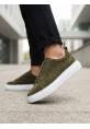 BA0581 Erkek Sneaker Günlük Casual Spor Ayakkabı Haki Beyaz Taban 