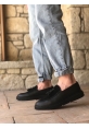 BA0005 Bağcıksız Yüksek Taban Siyah Taban Klasik Aynalı Süet Detaylı Püsküllü Corcik Erkek Ayakkabı
