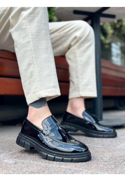 BA0240 Püsküllü Rugan Klasik Yüksek Taban Casual Erkek Ayakkabı