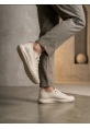 BA0248 BOA Krem Esnek Bağcıklı Ultra Hafif Nefes Alan Sneaker Ayakkabı