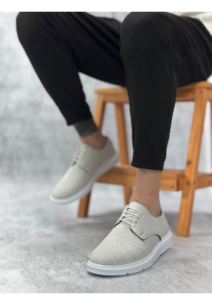 BA0003 Bağcıklı Klasik Spor Keten Beyaz Taban Casual Erkek Ayakkabı