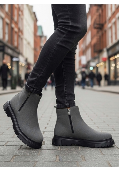 BA0777 Süet Füme Çift Fermuarlı Erkek Yarım Bilek Bot