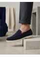 BA0252 %100 İçi Dışı Hakiki Deri Erkek Lacivert Süet Casual Loafer Termo Taban Ayakkabı