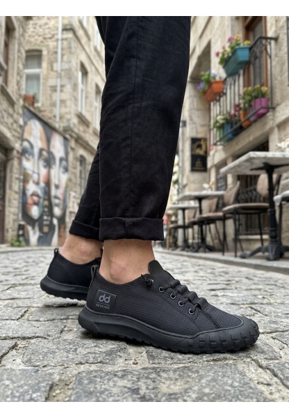 BA0248 BOA Siyah Esnek Bağcıklı Ultra Hafif Nefes Alan Sneaker Ayakkabı
