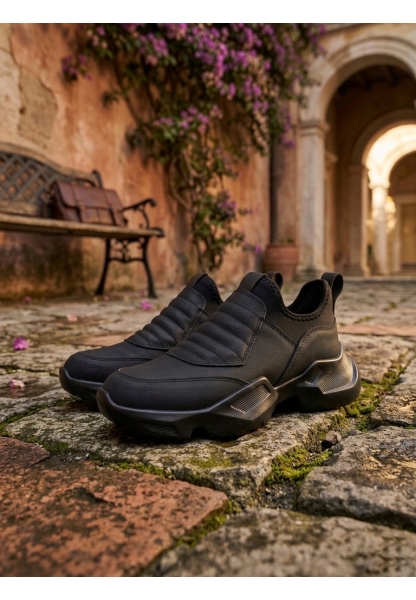 BA0402 Bağcıksız Rahat Yüksek Taban Erkek Spor Yarım Bilek Bot