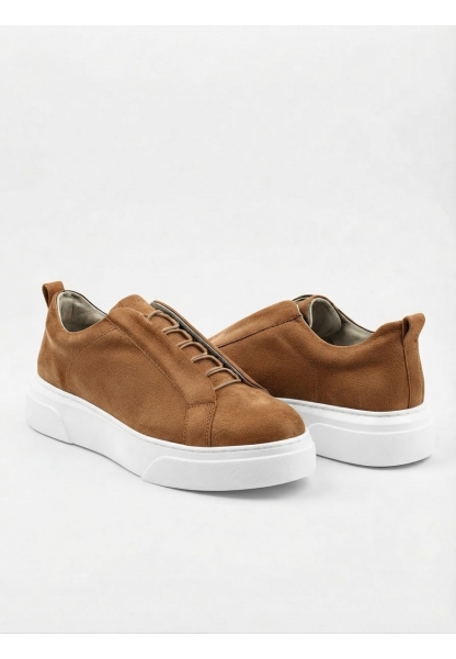 BA0581 Erkek Sneaker Günlük Casual Spor Ayakkabı Taba Beyaz Taban 