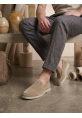 BA0252 %100 İçi Dışı Hakiki Deri Erkek Krem Süet Casual Loafer Termo Taban Ayakkabı