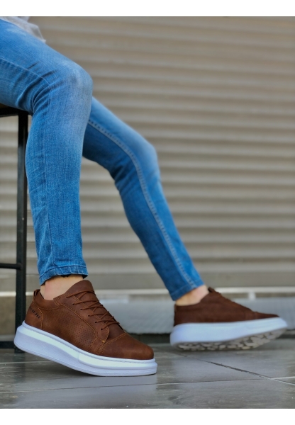 BA0548 BOA Kalın Yüksek Taban Taba Beyaz Bağcıklı Spor Erkek Ayakkabı