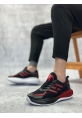 BA0650 Tarz Sneakers Yüksek Taban Siyah Kırmızı Spor Ayakkabısı