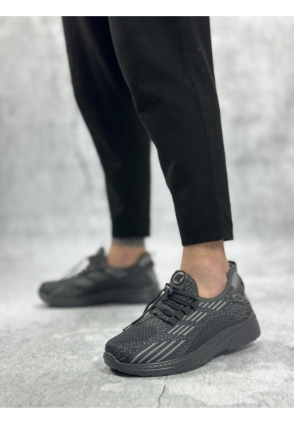 BA0356 Özel Örme Triko Tarz Rahat Fuspetli Gri Kırçıllı Spor Ayakkabı 