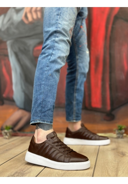 BA0348 İçi Dışı Hakiki Deri Bağcıklı Kahverengi Casual Erkek Ayakkabı