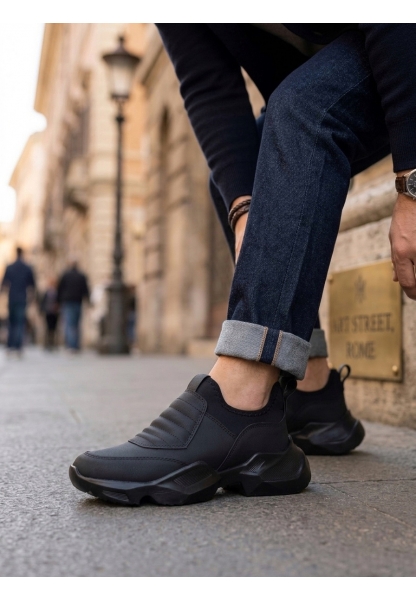 BA0402 Bağcıksız Rahat Yüksek Taban Erkek Spor Yarım Bilek Bot