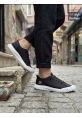 BA0248 BOA Siyah Beyaz Taban Esnek Bağcıklı Ultra Hafif Nefes Alan Sneaker Ayakkabı