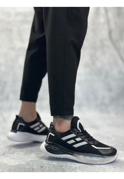 BA0650 Tarz Sneakers Yüksek Taban Siyah Beyaz Spor Ayakkabısı