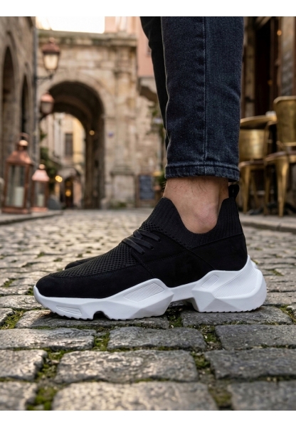 403 Yumuşak Triko Dokulu Yüksek Siyah Taban Spor Ayakkabı 