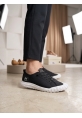 BA0248 BOA Siyah Beyaz Taban Esnek Bağcıklı Ultra Hafif Nefes Alan Sneaker Ayakkabı