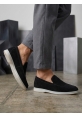 BA0252 %100 İçi Dışı Hakiki Deri Erkek Siyah Süet Casual Loafer Termo Taban Ayakkabı