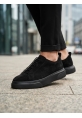 BA0581 Erkek Sneaker Günlük Casual Spor Ayakkabı Siyah Süet Siyah Taban 