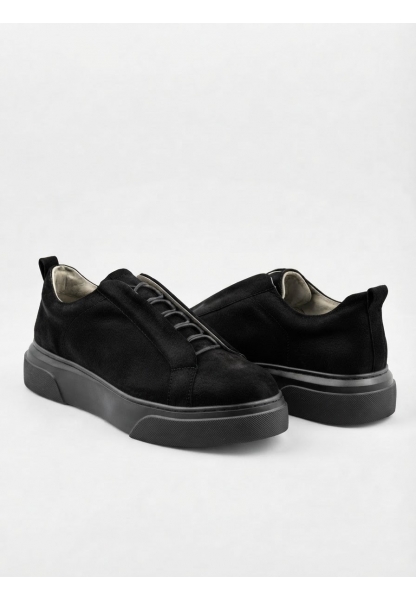 BA0581 Erkek Sneaker Günlük Casual Spor Ayakkabı Siyah Süet Siyah Taban 