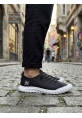 BA0248 BOA Siyah Beyaz Taban Esnek Bağcıklı Ultra Hafif Nefes Alan Sneaker Ayakkabı