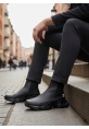 BA0444 Bağcıksız Rahat Yüksek Taban Siyah Erkek Spor Yarım Bilek Bot