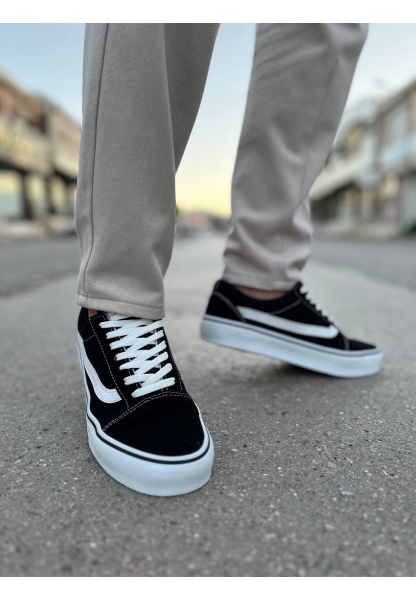 KB-V1 Siyah Beyaz Detaylı Günlük Erkek Ayakkabı